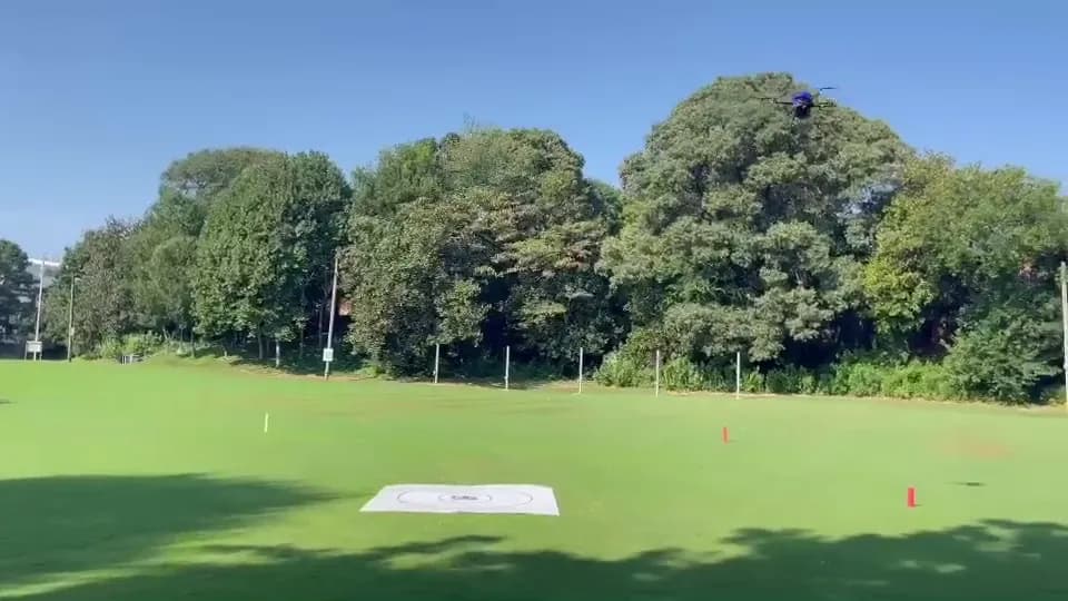 Flight test field with landing pad